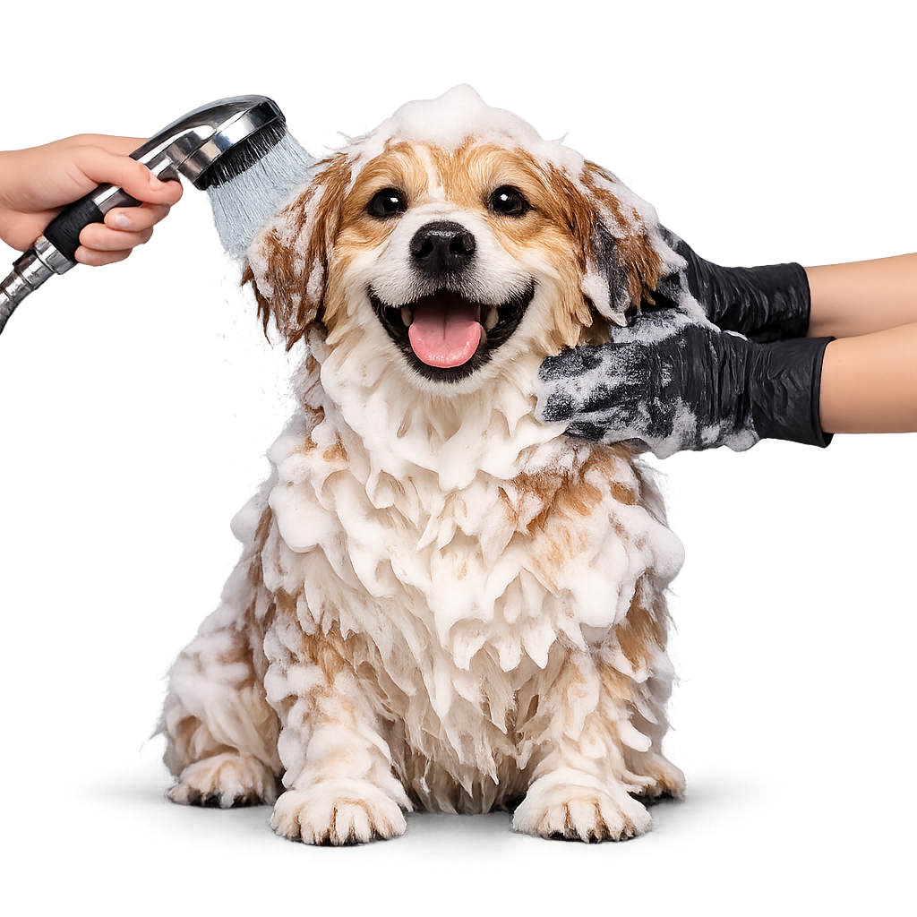 A happy pet being cared for at Miou and Wuff, Ahmedabad