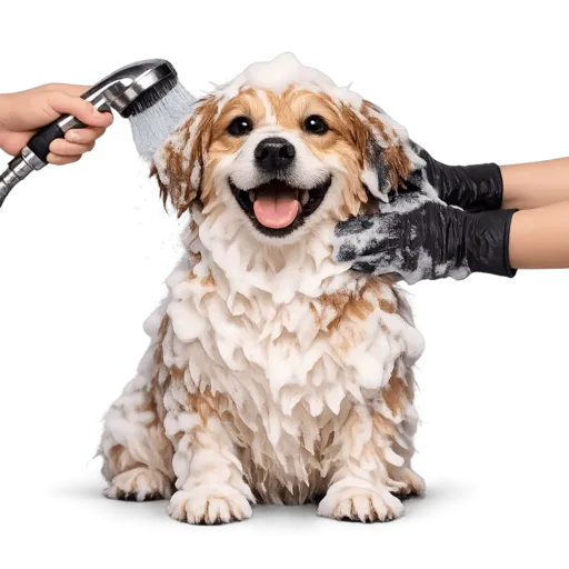 A happy pet being cared for at Miou and Wuff, Ahmedabad