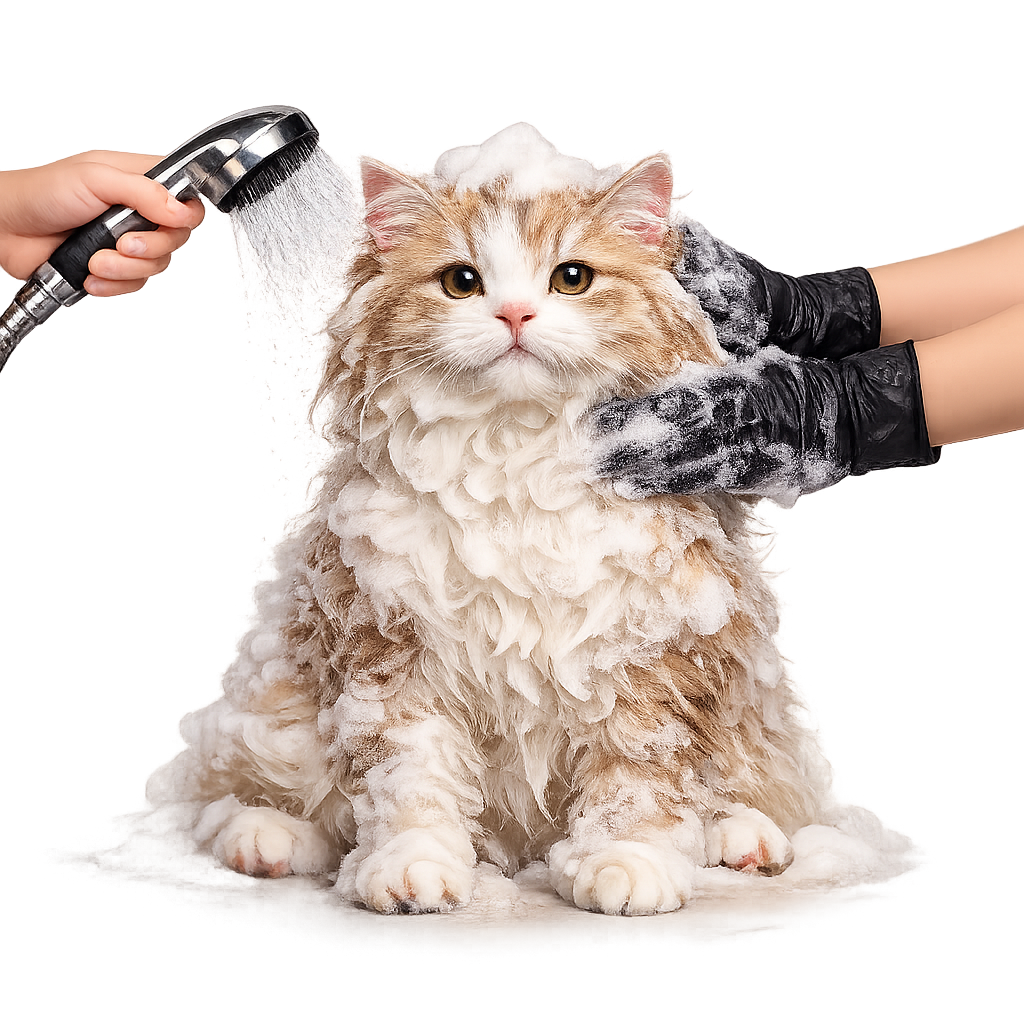 A calm pet grooming session at Miou and Wuff spa