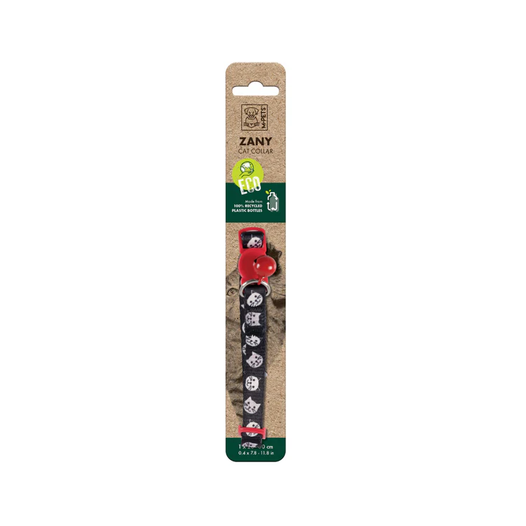 M-Pets Zany Cat Eco Collar - Black and Red