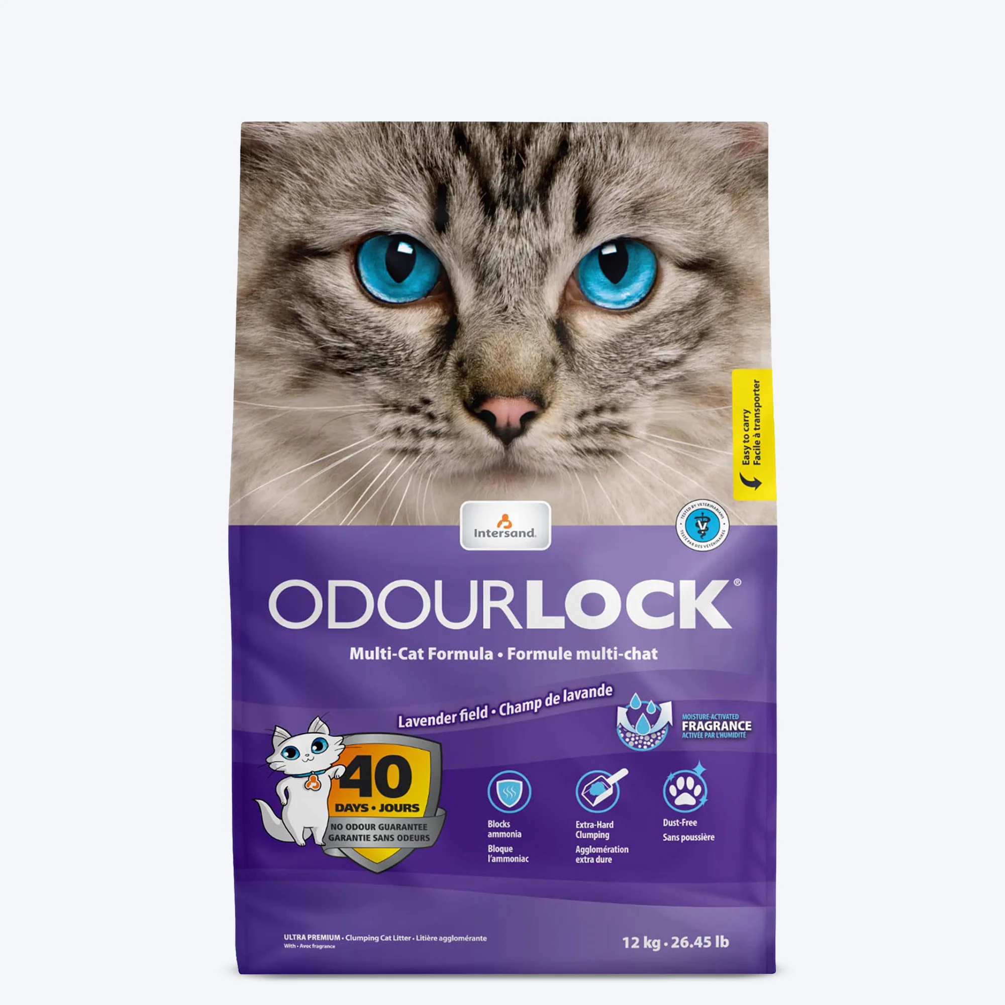Intersand Odourlock Multi Cat Formula Clumpable Cat Litter Lavender Field