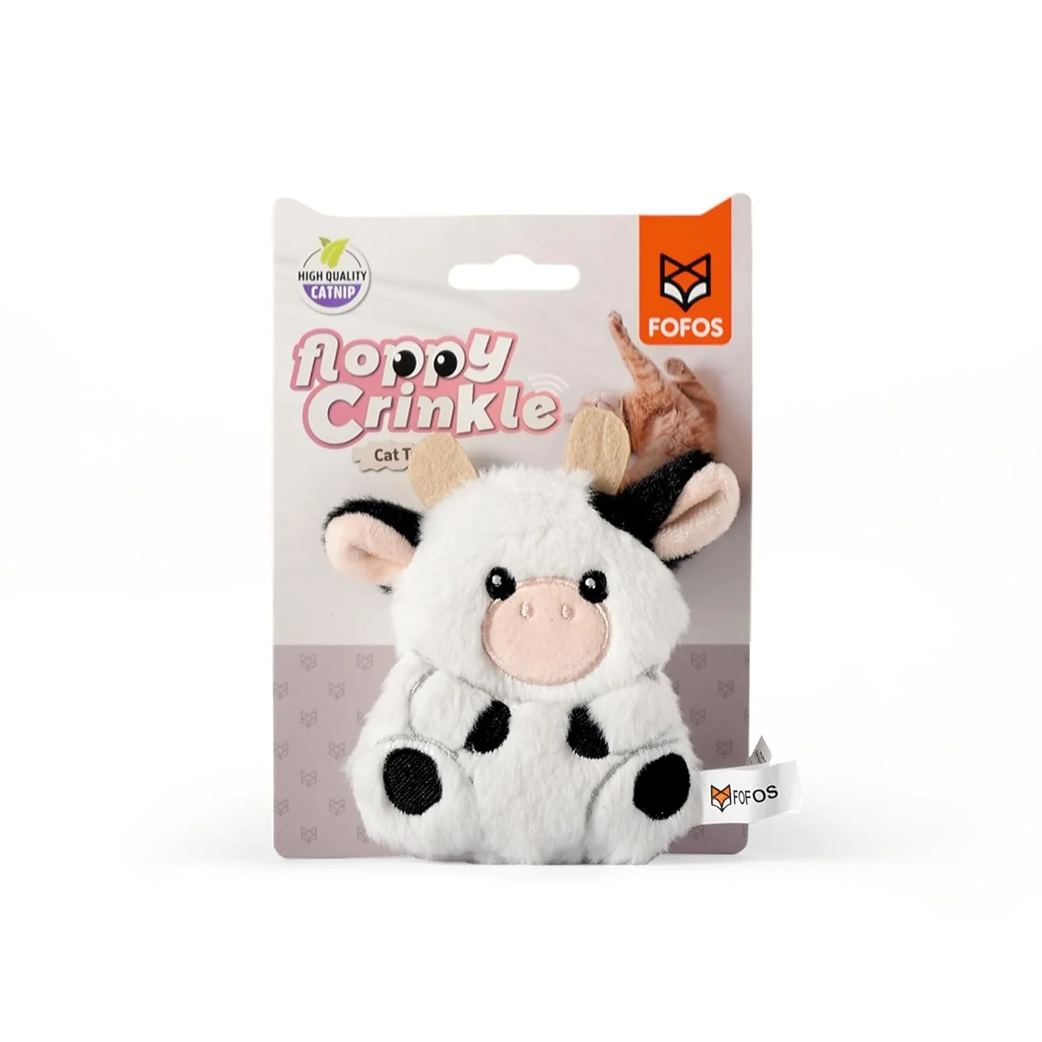 Fofos Floppy Crinkle Cat Toy - Cow