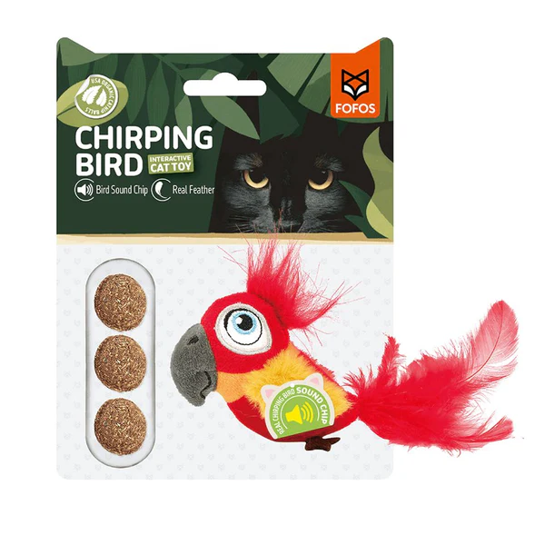 Fofos Parrot with Catnip Balls Interactive Toy for Cats