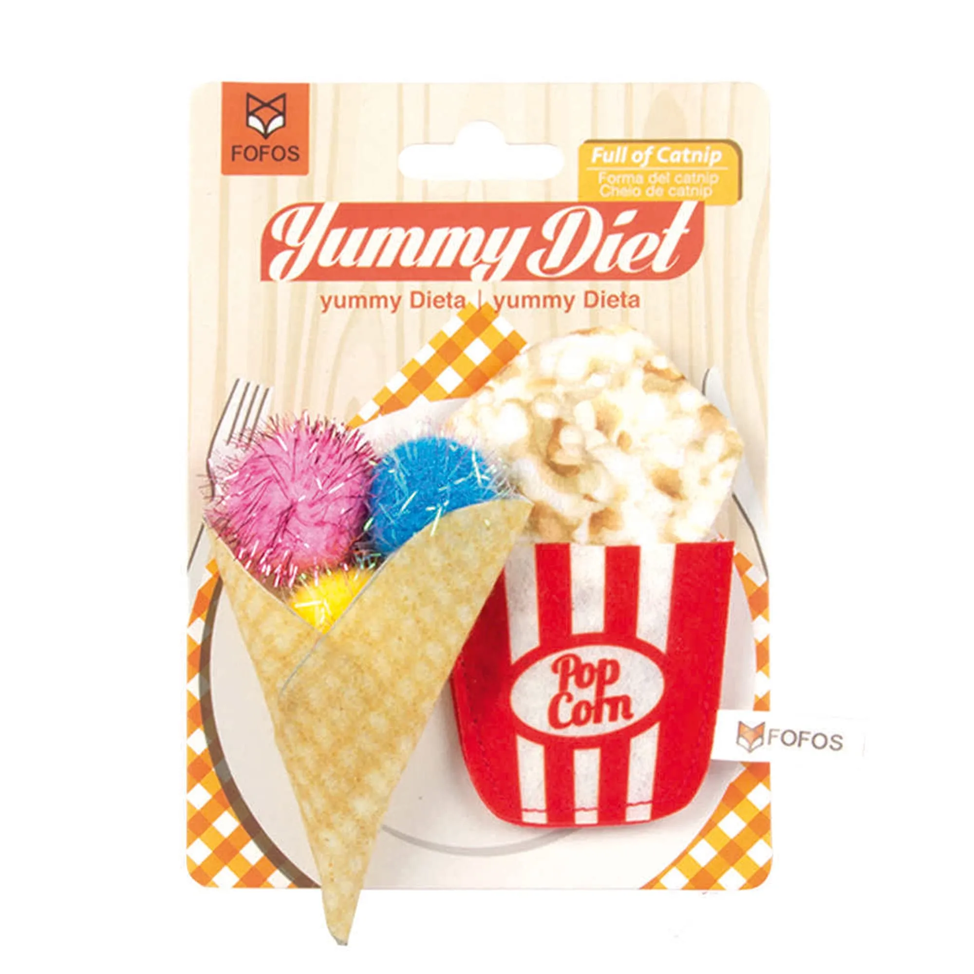 Fofos Yummy Popcorn and Cone with Catnip