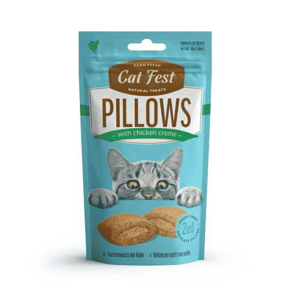 Catfest Pillows with Chicken Cream Cat Treats