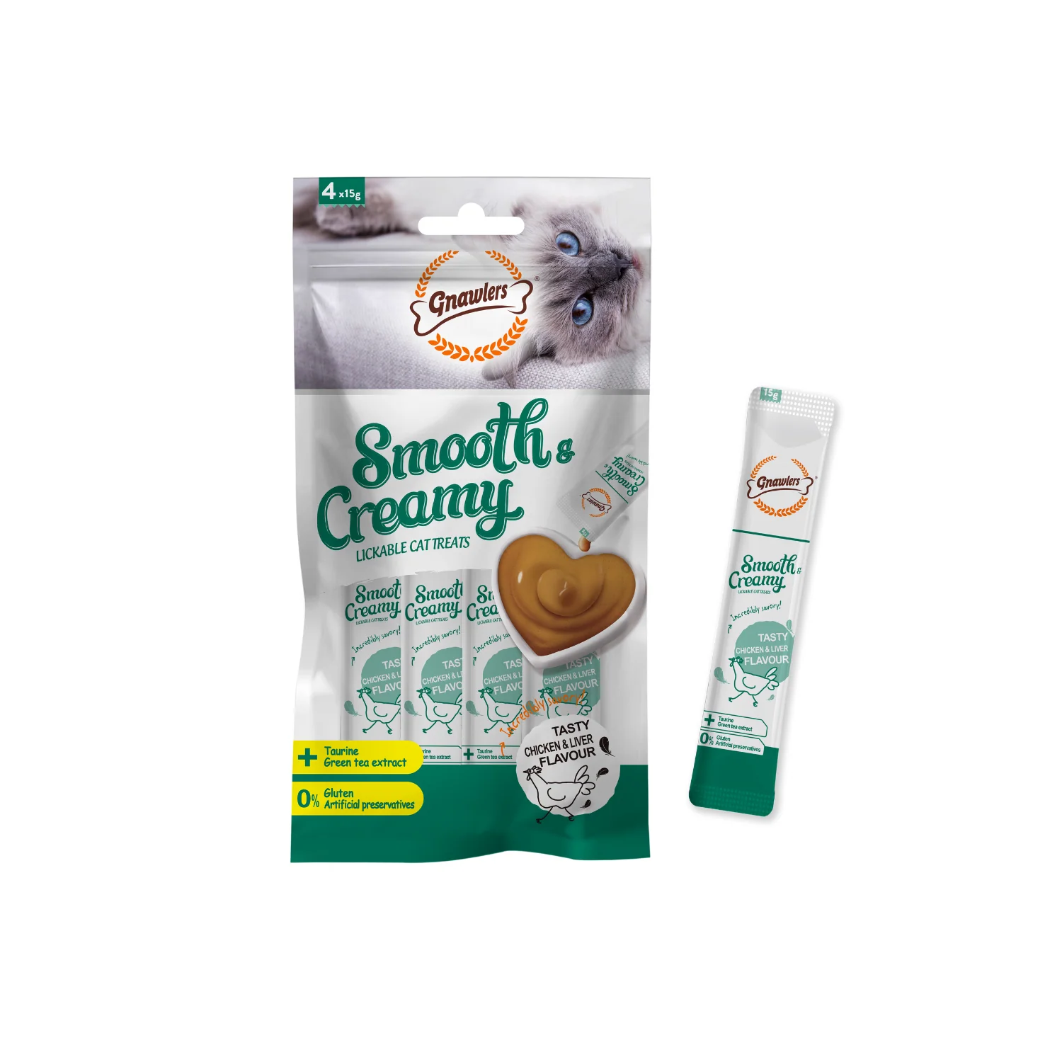 Gnawlers Creamy Treats Chicken and Liver Flavour for Cats