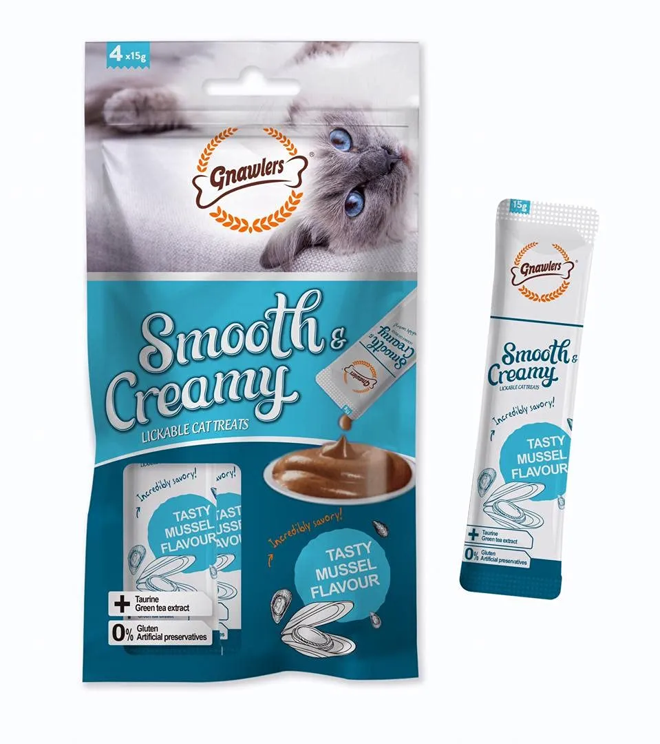 Gnawlers Creamy Treats Mussel Flavour for Cats 60 g Packs