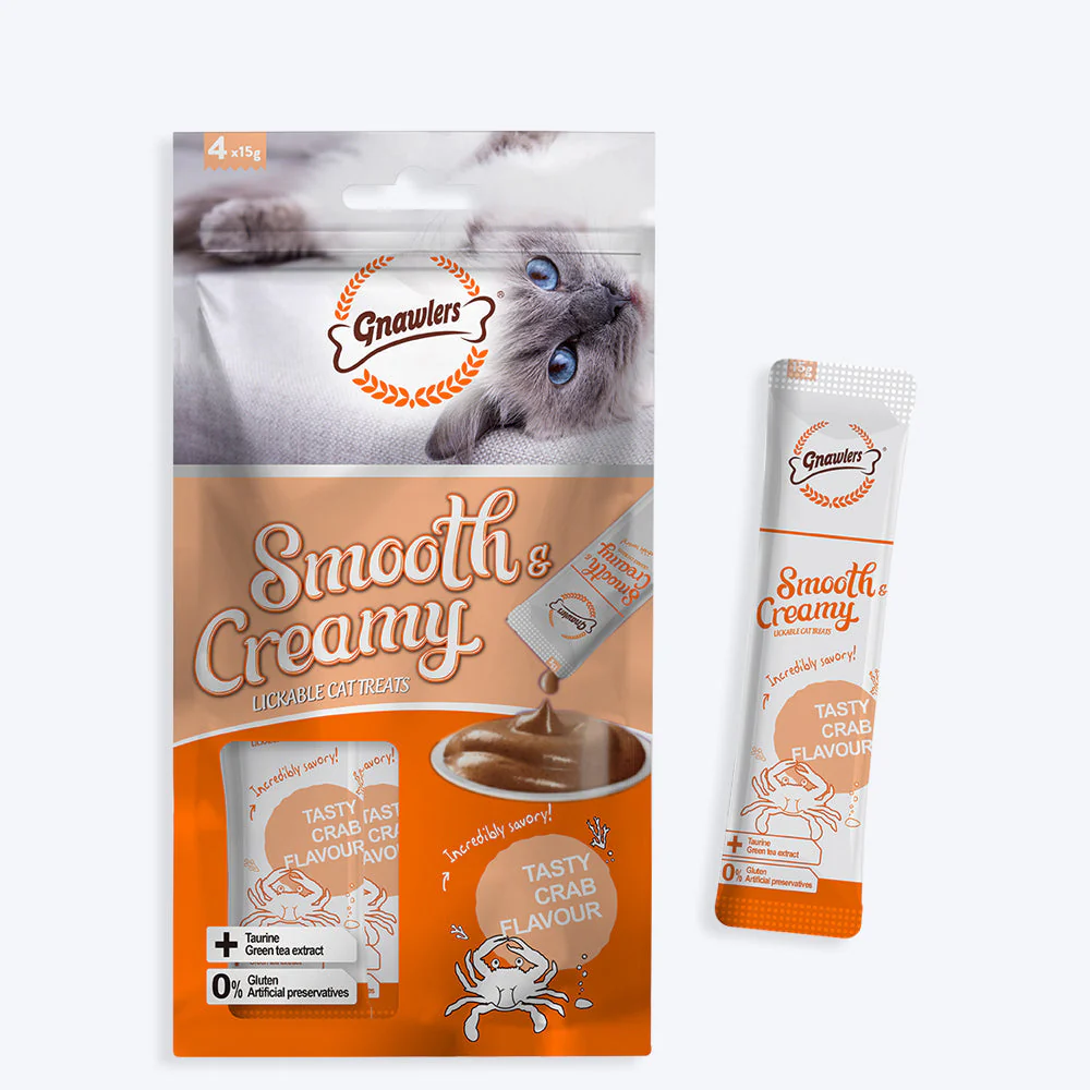 Gnawlers Smooth and Creamy Lickable Cat Treats - Crab Flavour