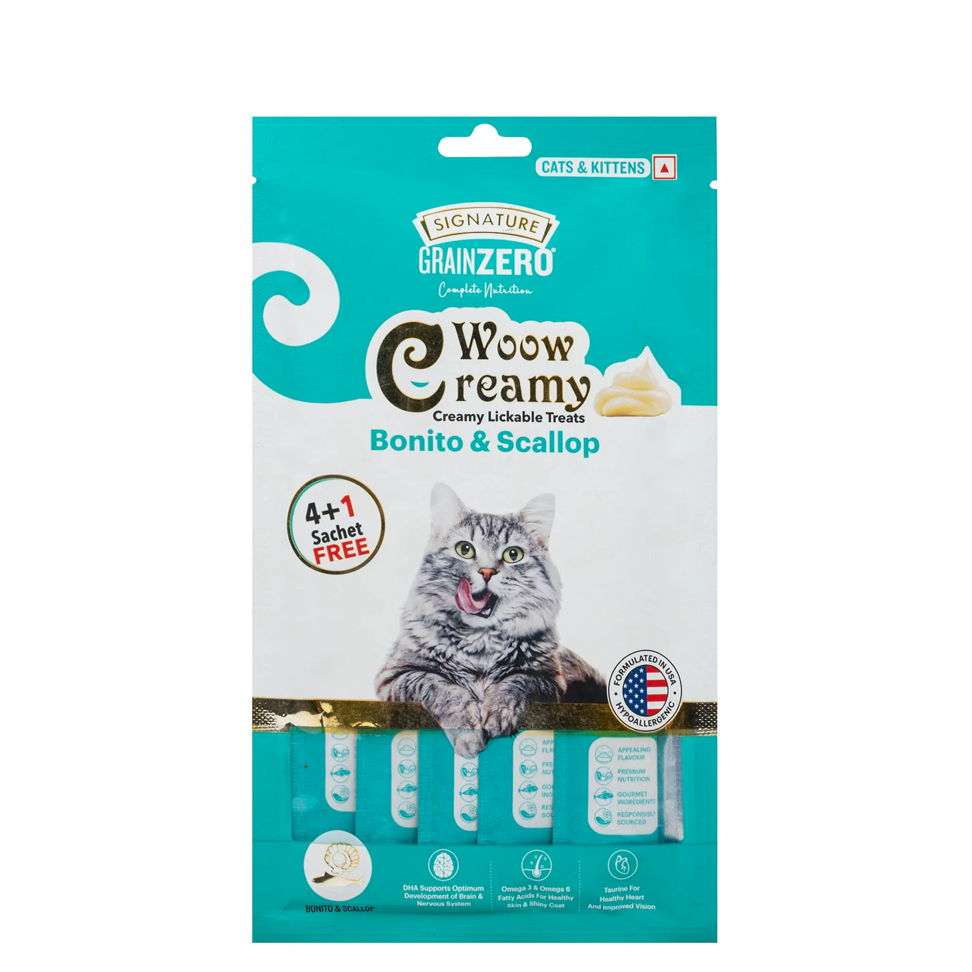 Signature Grain Zero Woow Creamy Bonito & Scallop Cat & Kitten Lickable Treats