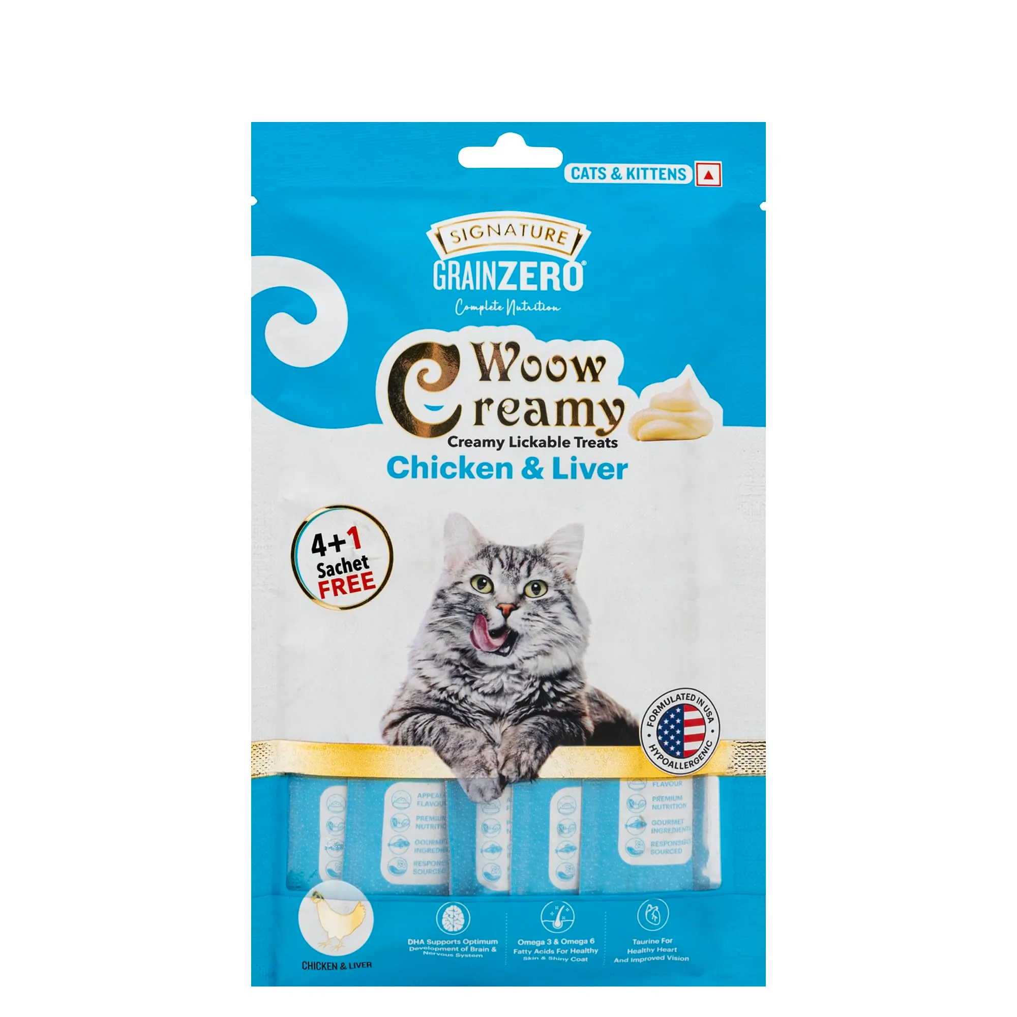 Signature Grain Zero Woow Creamy Chicken & Liver Cat & Kitten Lickable Treats