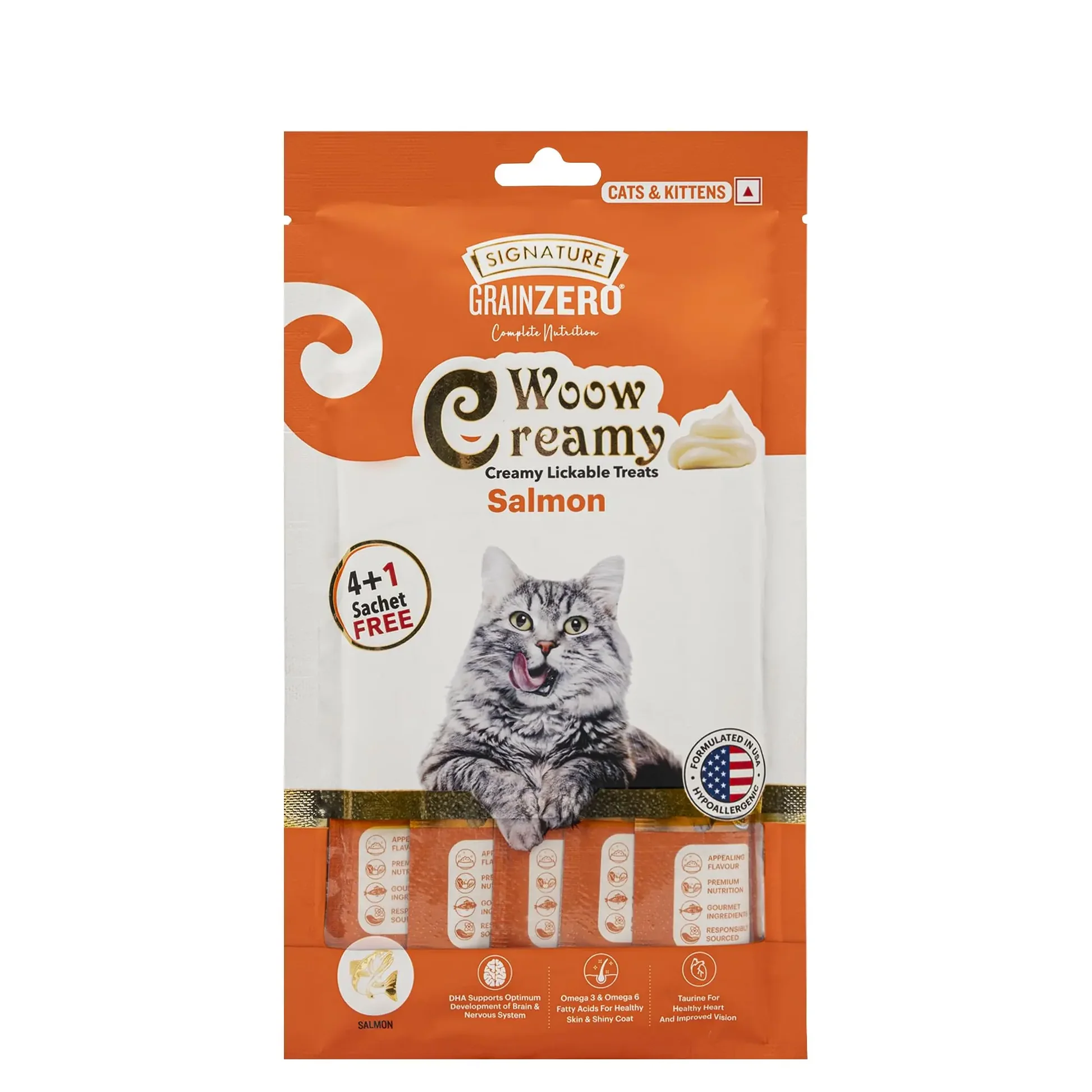 Signature Grain Zero Woow Creamy Salmon Cat & Kitten Lickable Treats