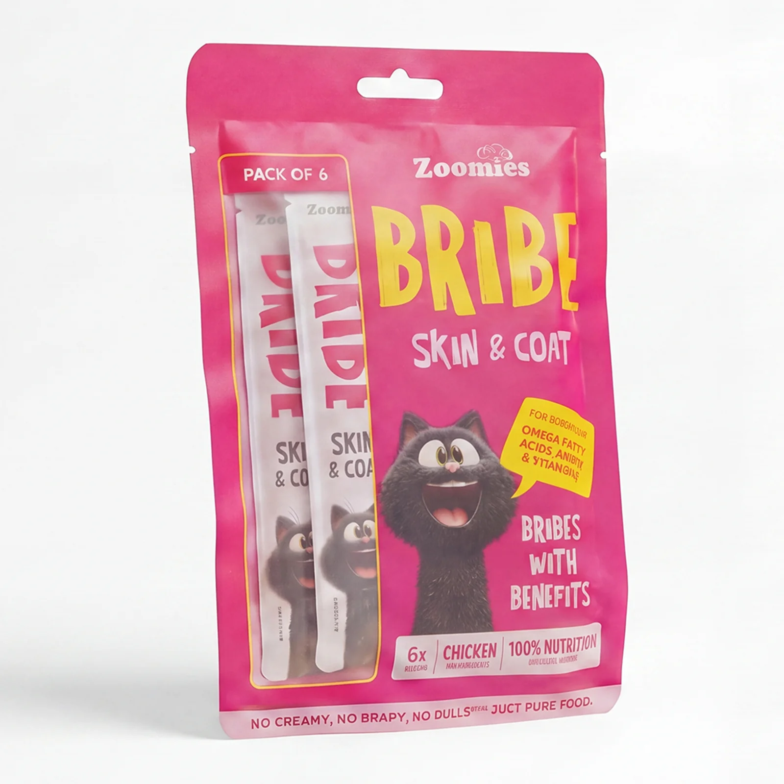 Zoomies Bribe Skin and Coat Care Creamy Treats Chicken with Fish Oil