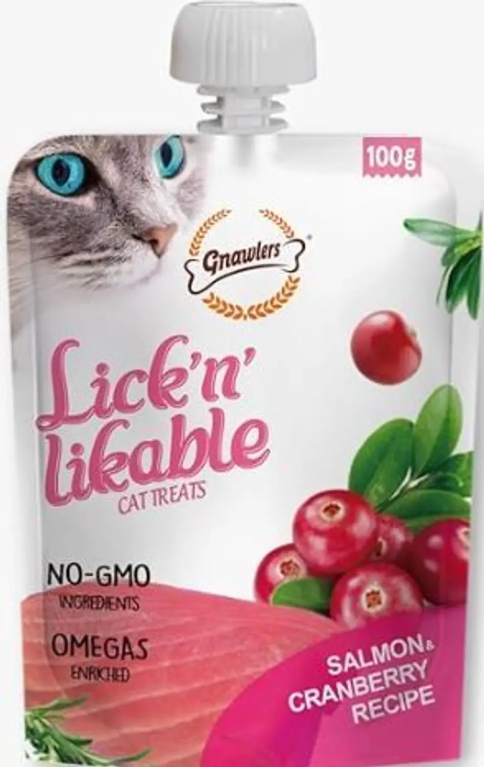 Gnawlers Salmon and Cranberry Lick N Lickable Cat Treats