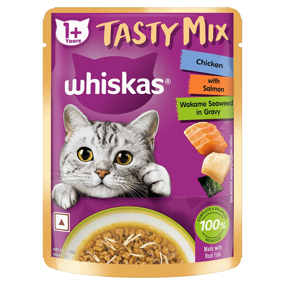 Whiskas Tasty Mix Adult Chicken with Salmon Wakame Seaweed in Gravy
