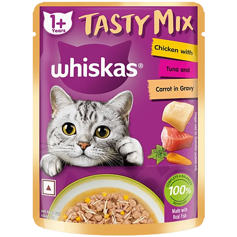 Whiskas Tasty Mix Adult Chicken with Tuna and Carrot in Gravy