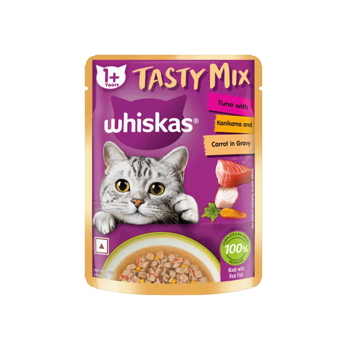 Whiskas Tasty Mix Adult Tuna with Kanikama and Carrot in Gravy