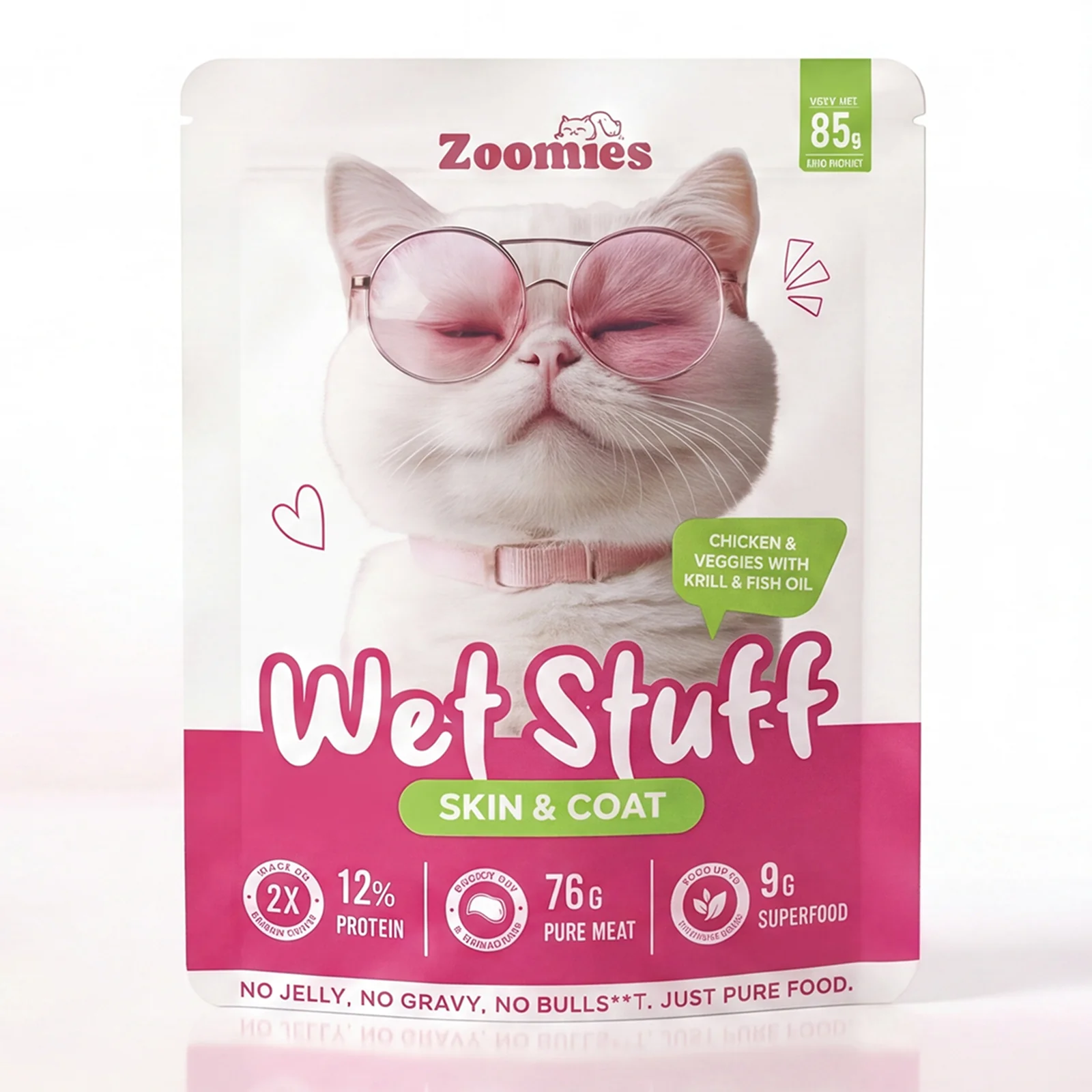 Zoomies Wet Stuff Skin and Coat Chicken, Veggies with Krill and Fish Oil Cat Wet Food
