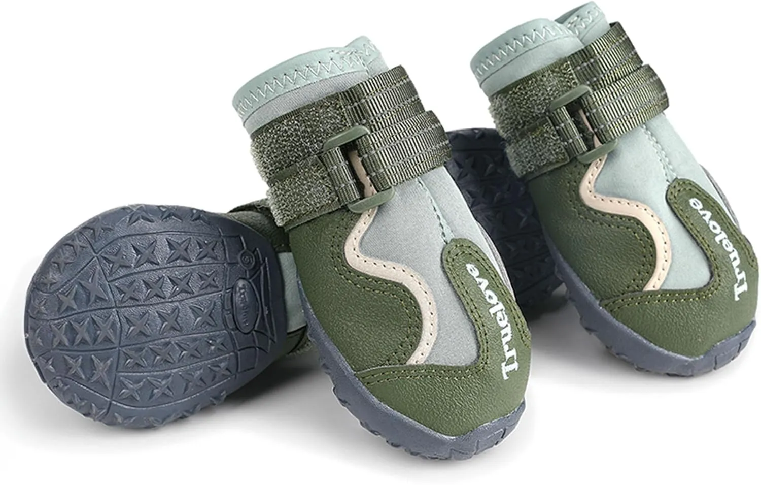 Truelove Water Resistance Dog Shoes with TPR Sole - Cypress and Harbor Gray