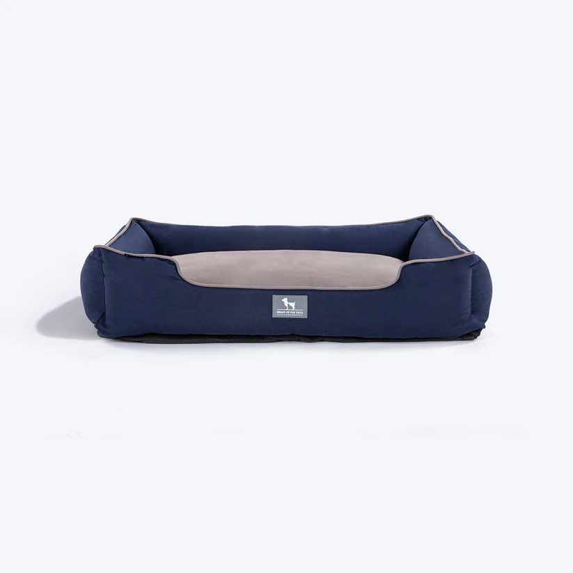 Heads Up For Tails Classic Lounger Dog Bed Grey & Navy L