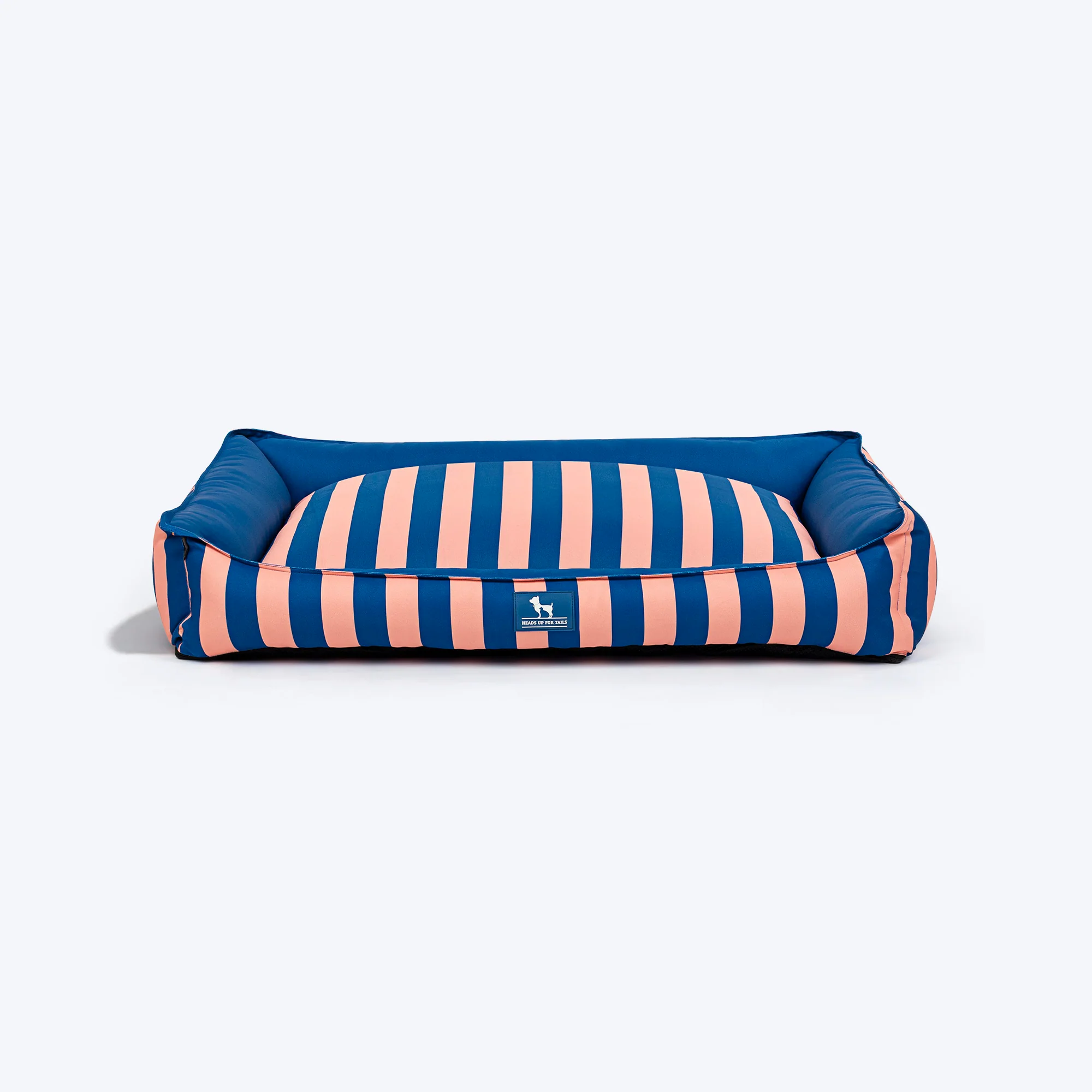 Heads Up For Tails Happy Stripes Lounger Dog Bed - Navy & Peach