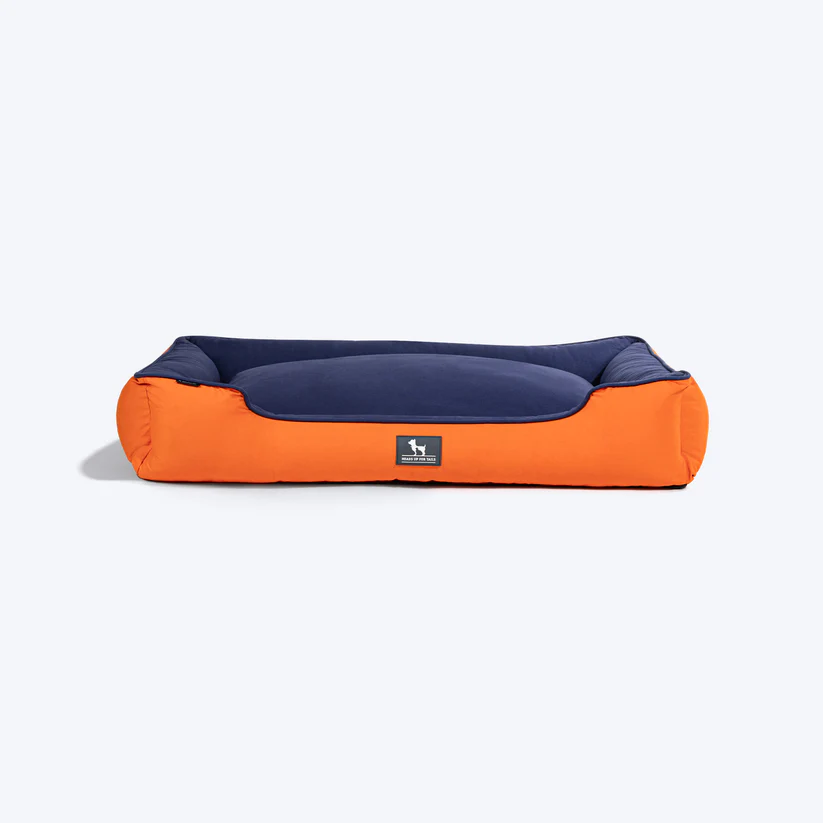 Heads Up For Tails Woofie Classic Lounger Dog Bed - Blue & Orange