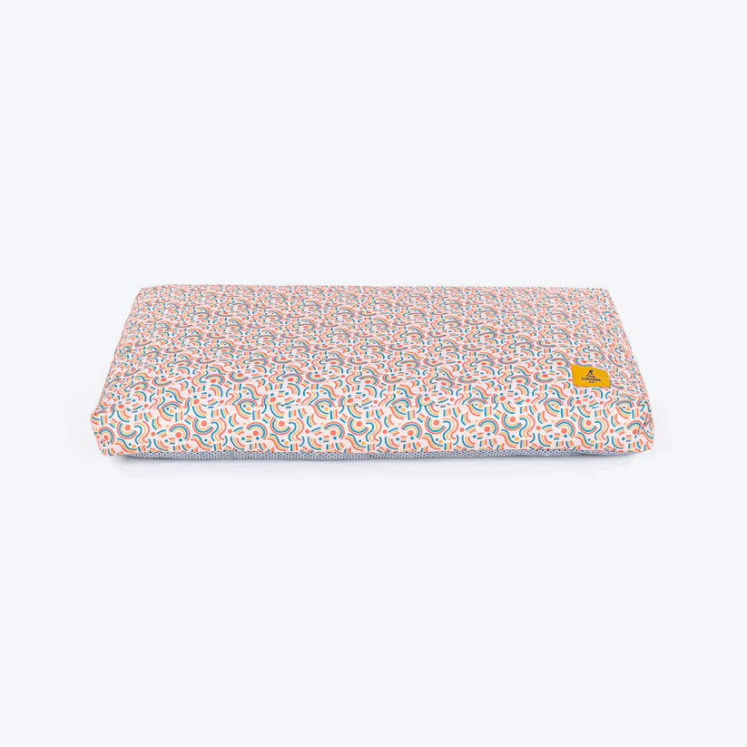 TLC Abstract Doodle Flat Haven Dog Bed Beige