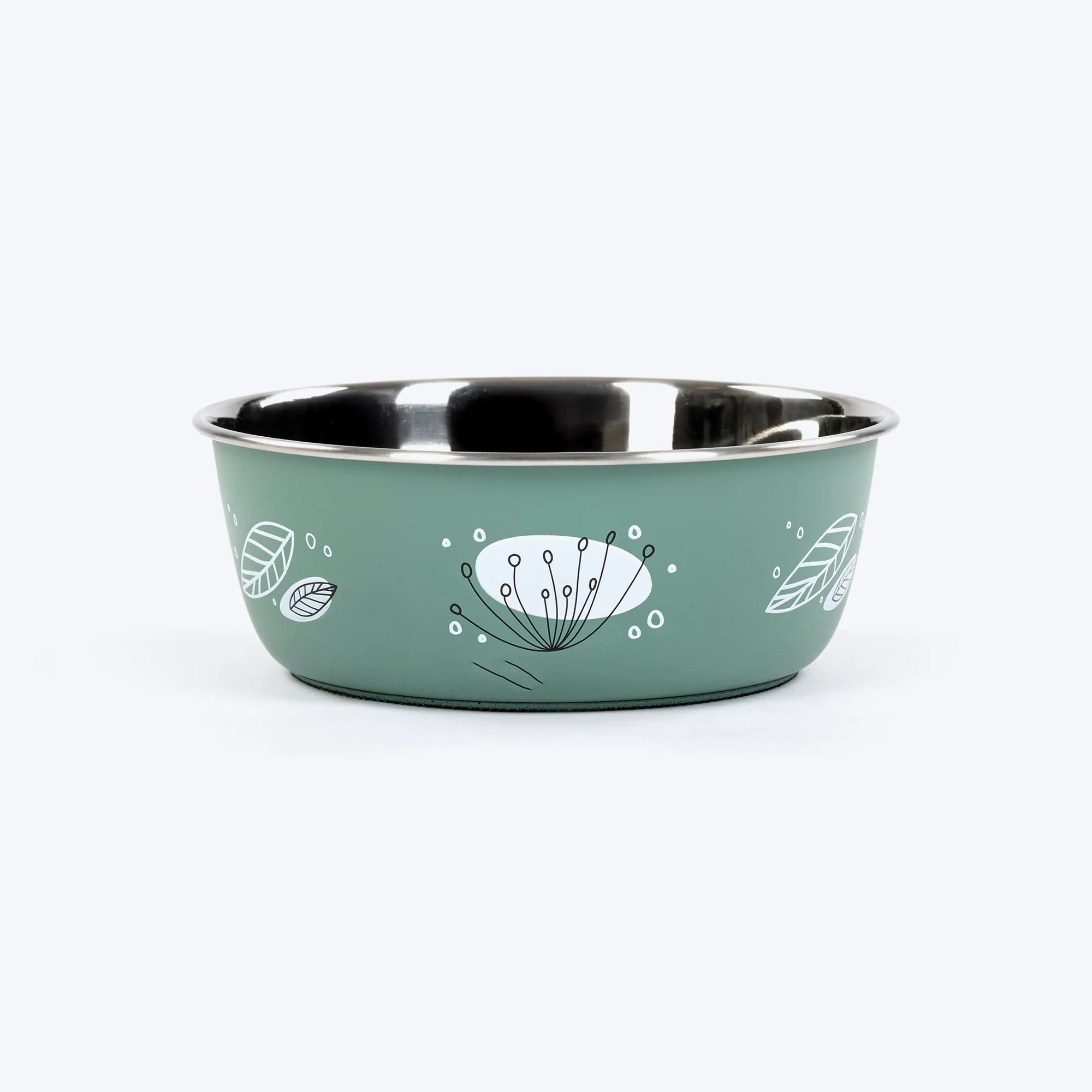 Heads Up For Tails Ferns & Fur Printed Steel Bowl For Dogs - Sage Green