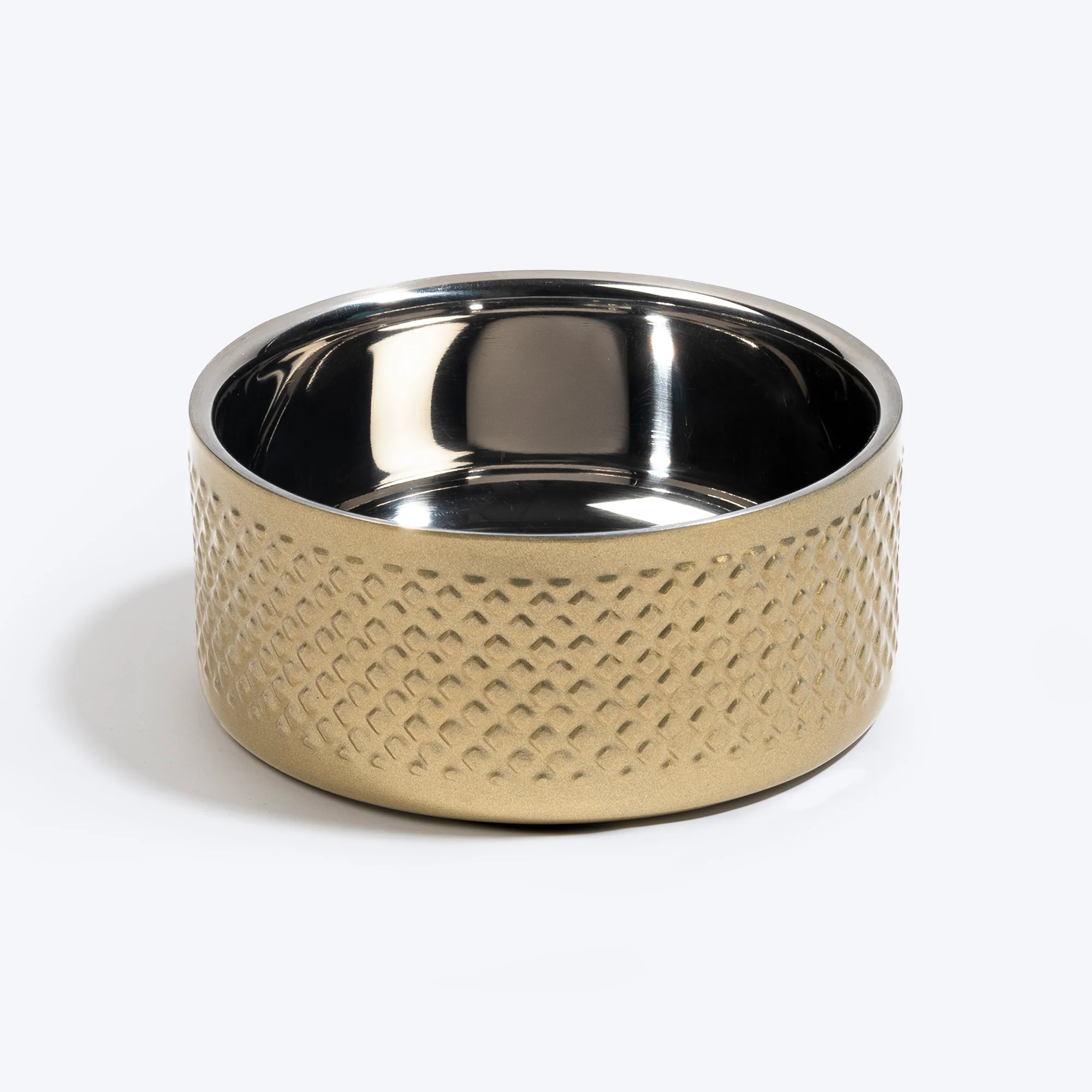 Heads Up For Tails Golden Dazzle Embossed Steel Bowl For Dogs Gold