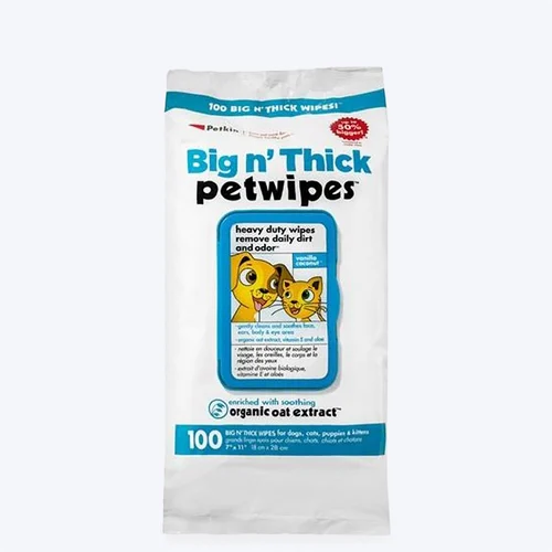 Petkin Big N Thick Wipes for Dogs and Cats 100 Pieces
