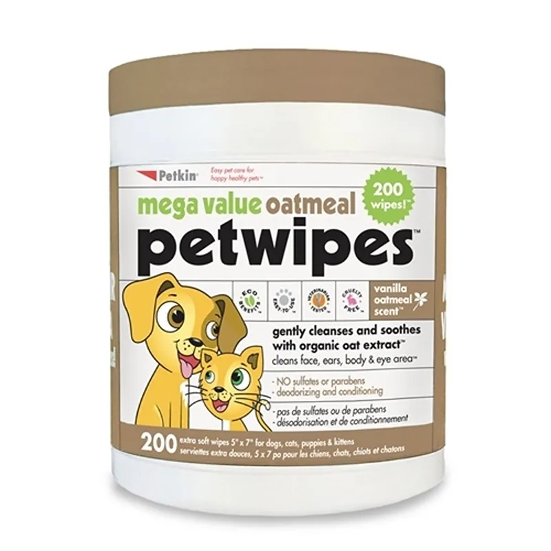 Petkin Oatmeal Pet Wipes Mega Value Pack