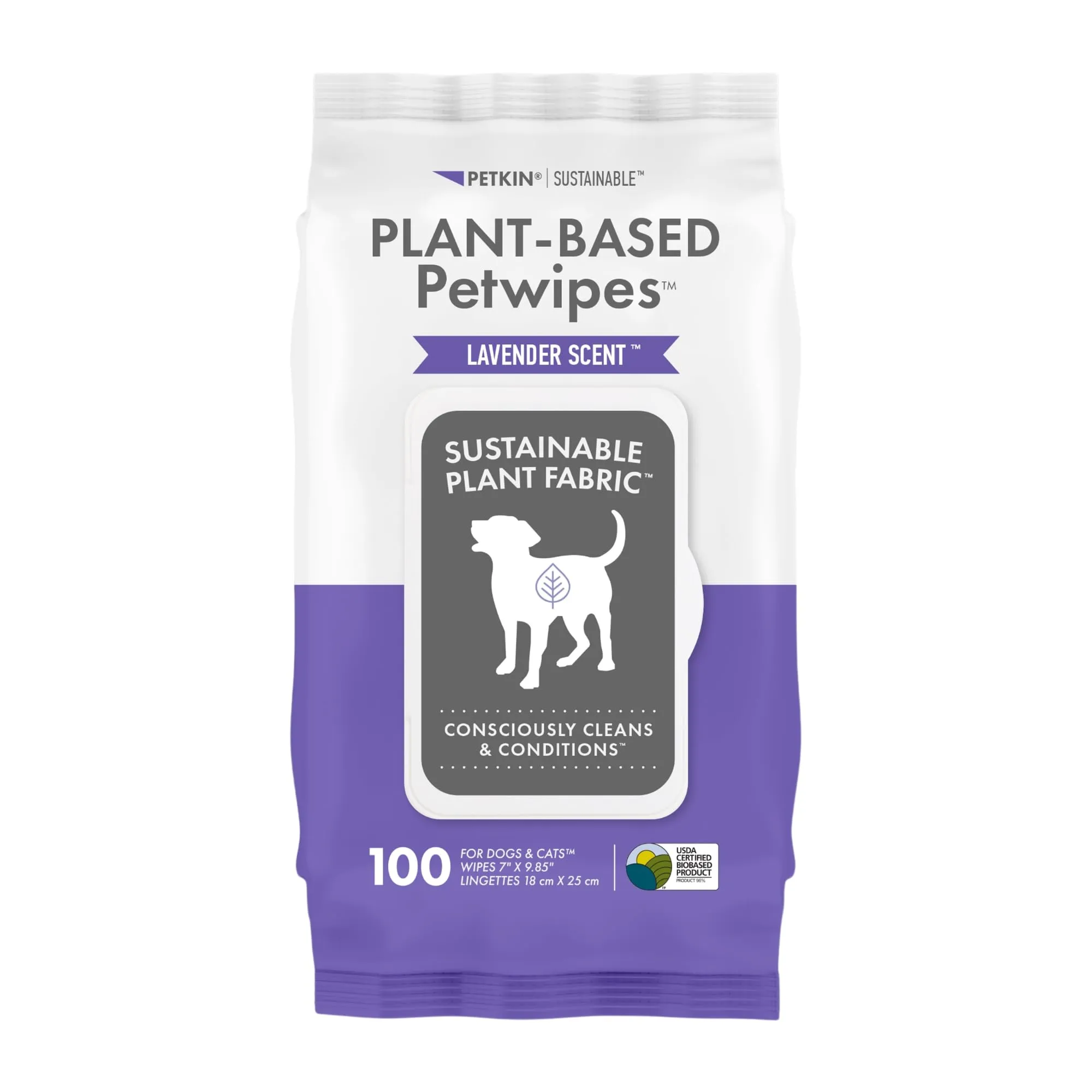 Petkin Plant Based Pet Wipes Lavender 100 Wipes