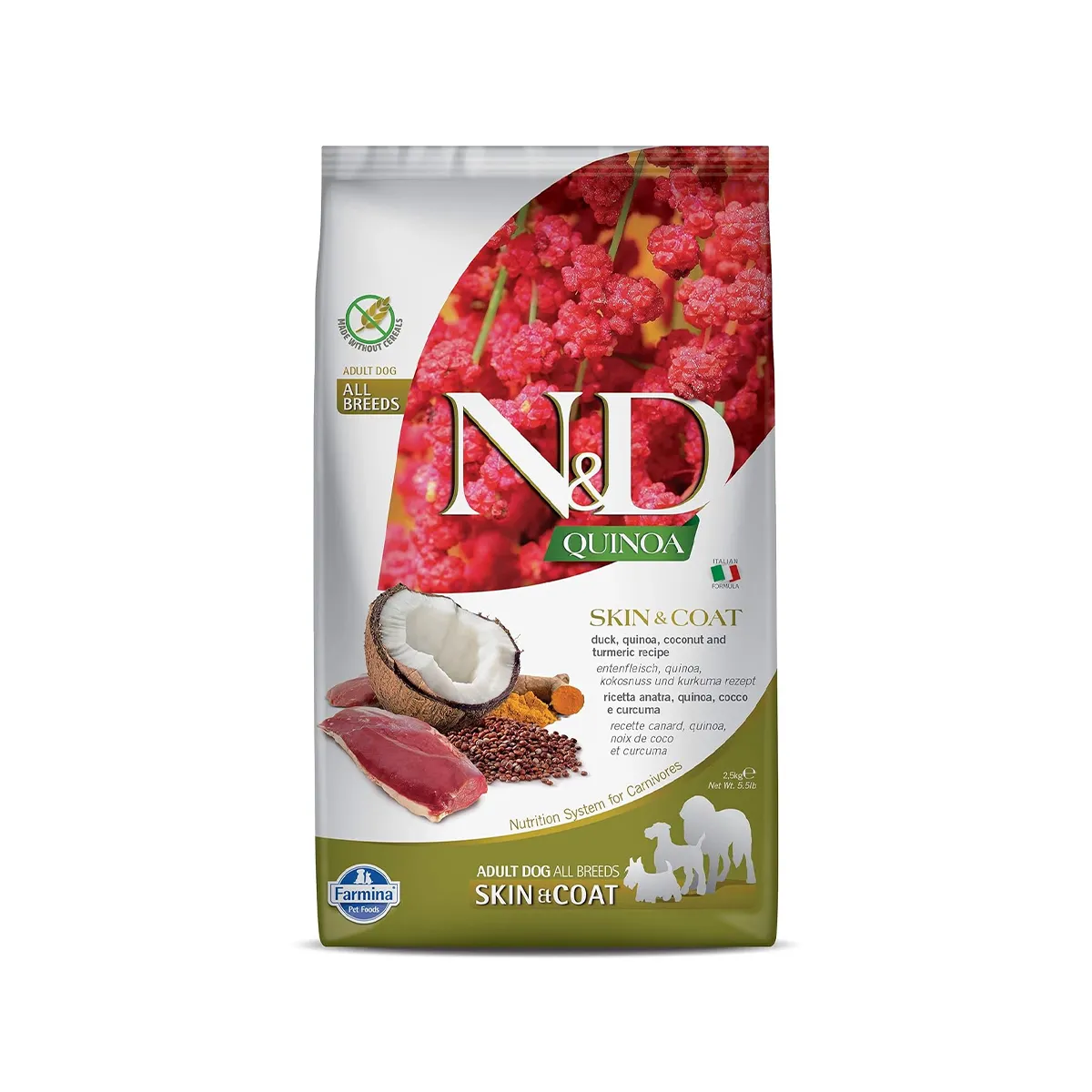 Farmina N&D Quinoa (Skin and Coat) Duck, Grain Free Medium and Maxi Breed Dry Dog Food