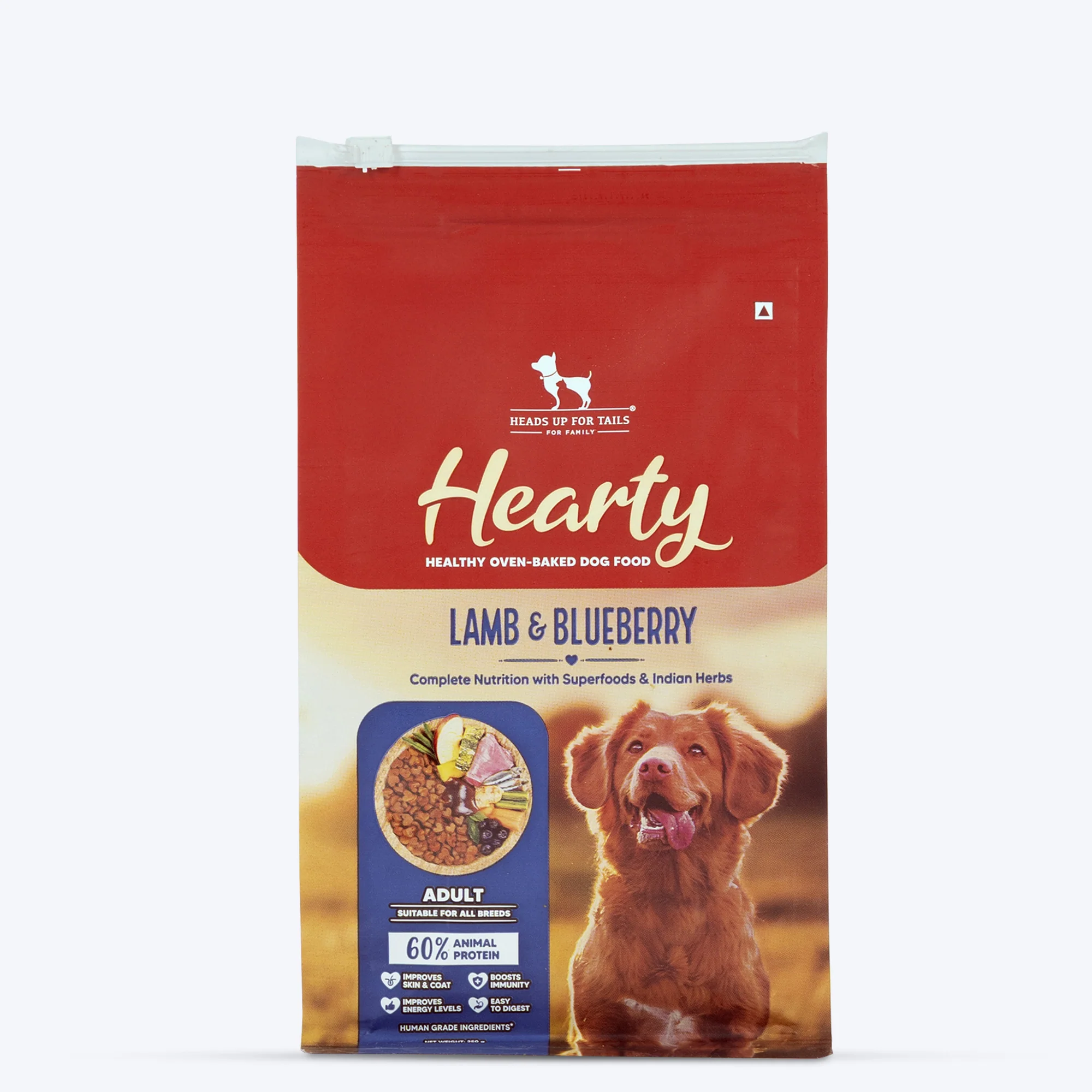 Heads Up For Tails Hearty Oven Baked Lamb and Blueberry Adult Dog Food for All Breeds