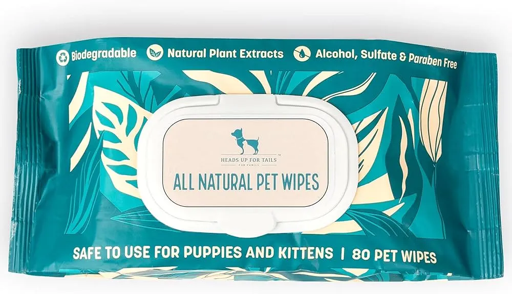 Heads Up For Tails All Natural Pet Wipes - Pack Of 80