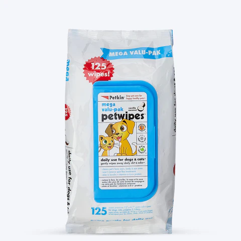 Petkin Mega Value Pack Pet Wipes 125 Wipes