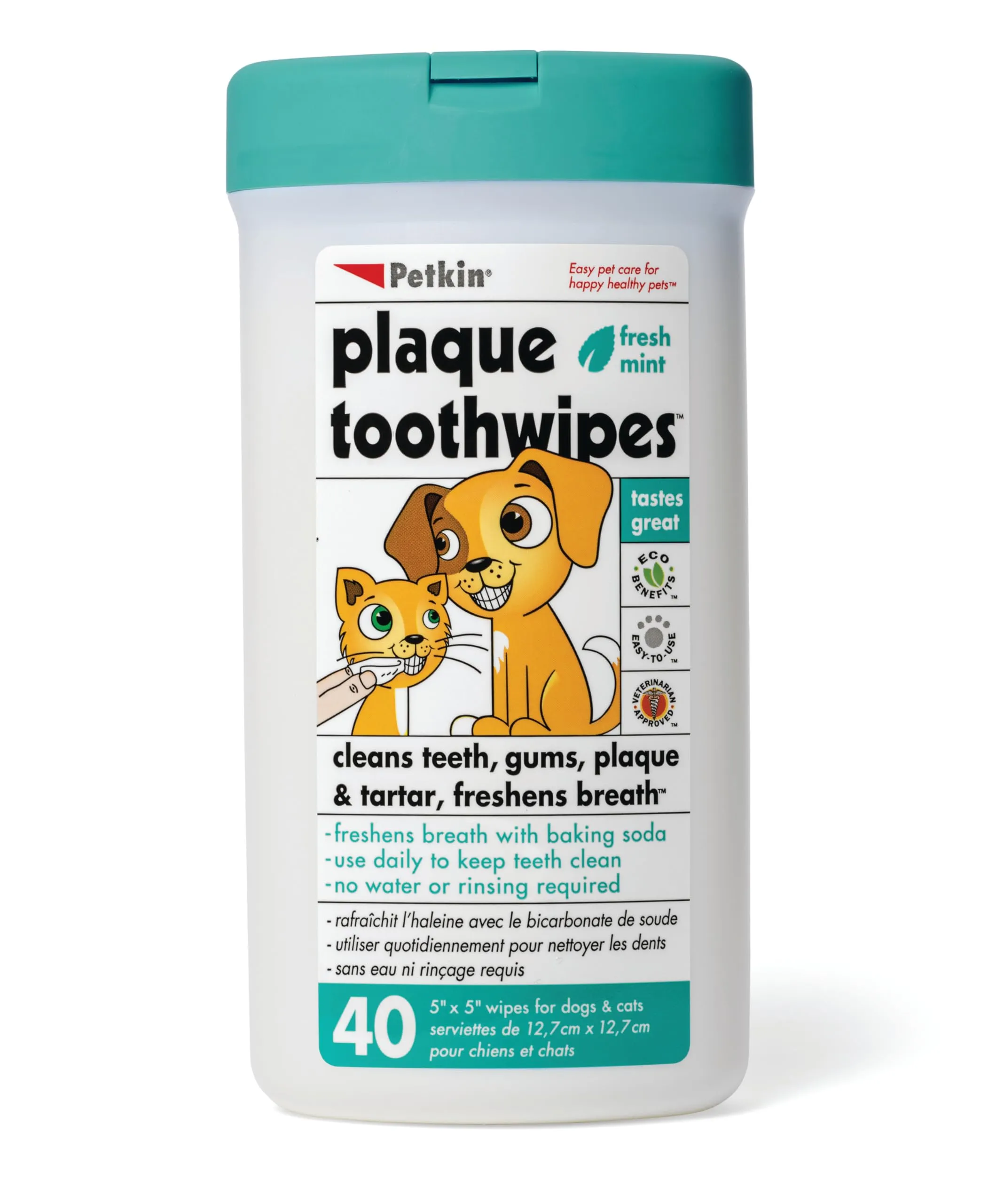 Petkin ToothWipes 40 Counts Fresh Mint