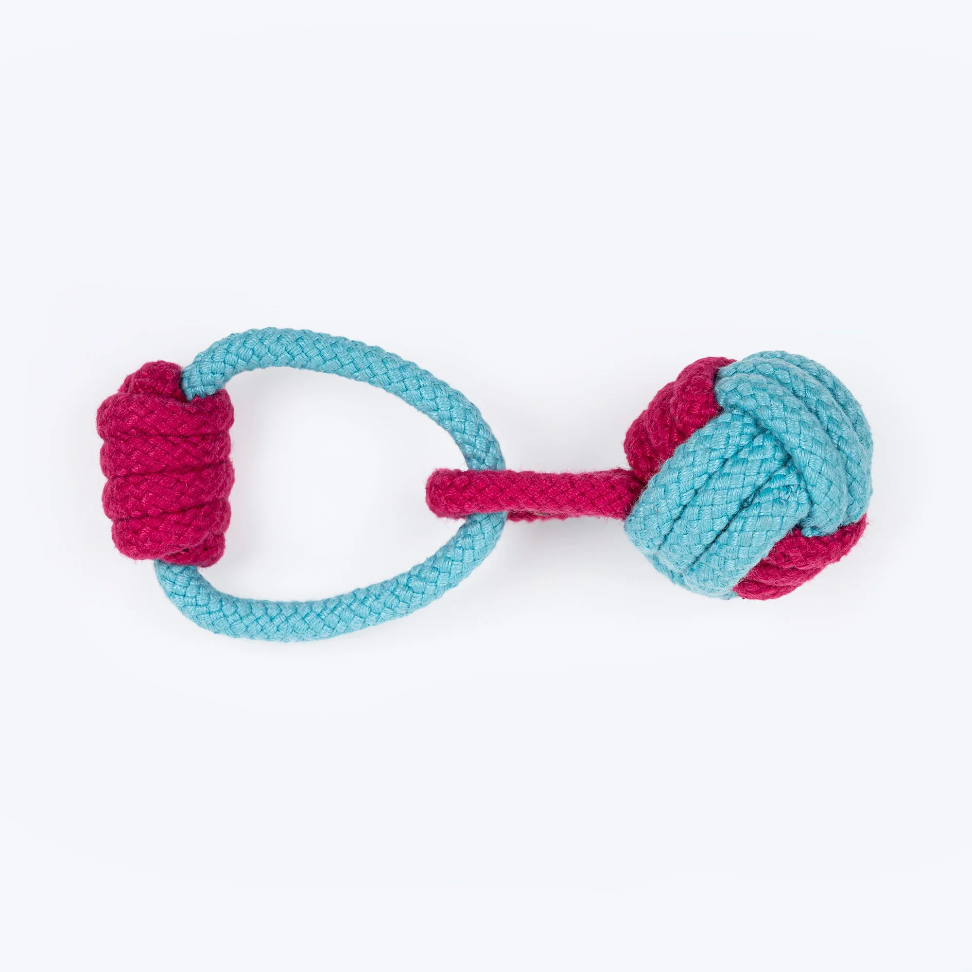 Dash Dog Tugger Ball Rope Dog Toy - Light Blue & Pink
