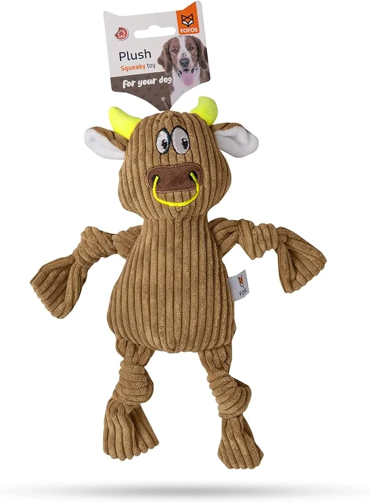 Fofos Fluffy Cow Squeaky Plush Toy For Dog