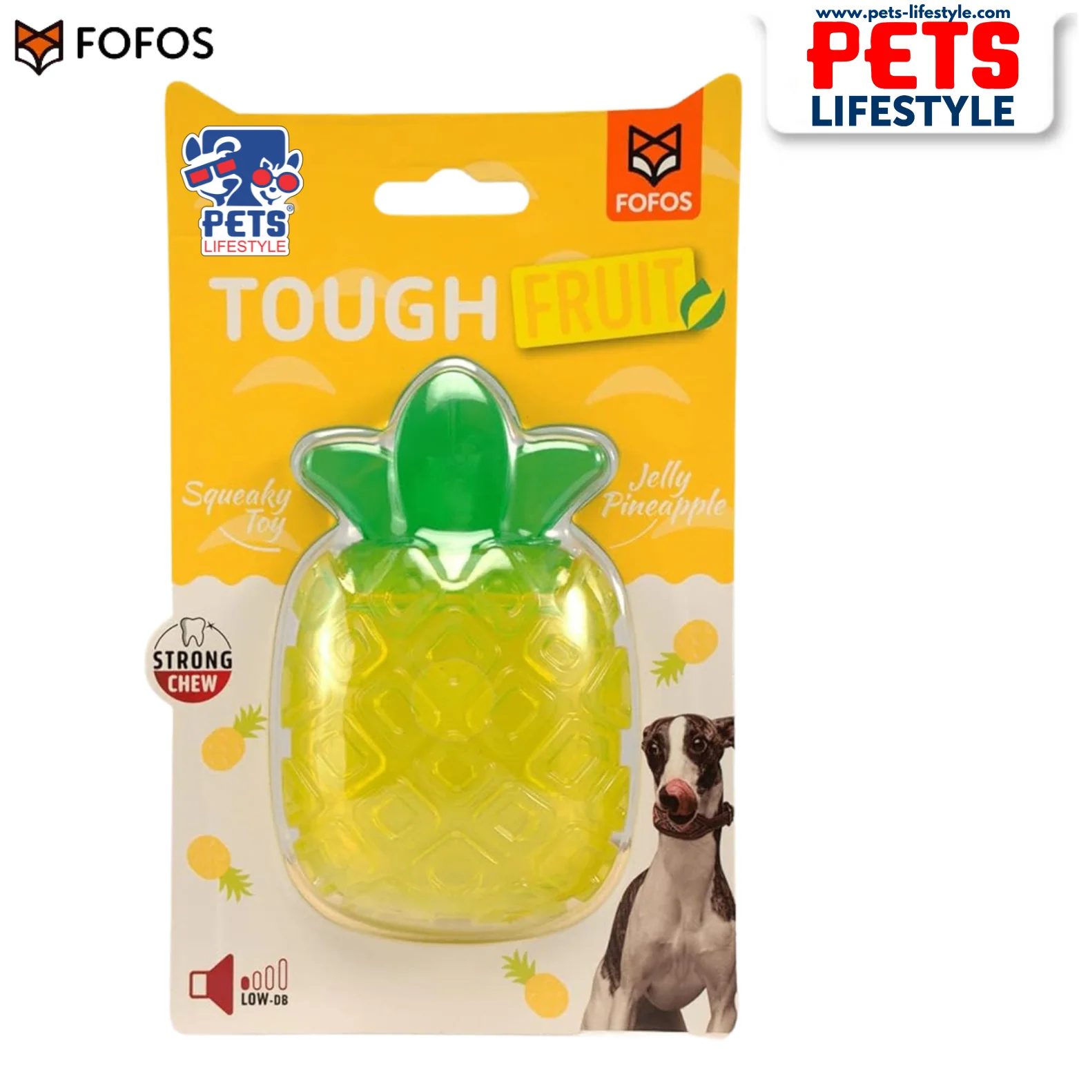 Fofos Fruity-Bites Jelly Pineapple Strong Squeaky Dog Chew Toy