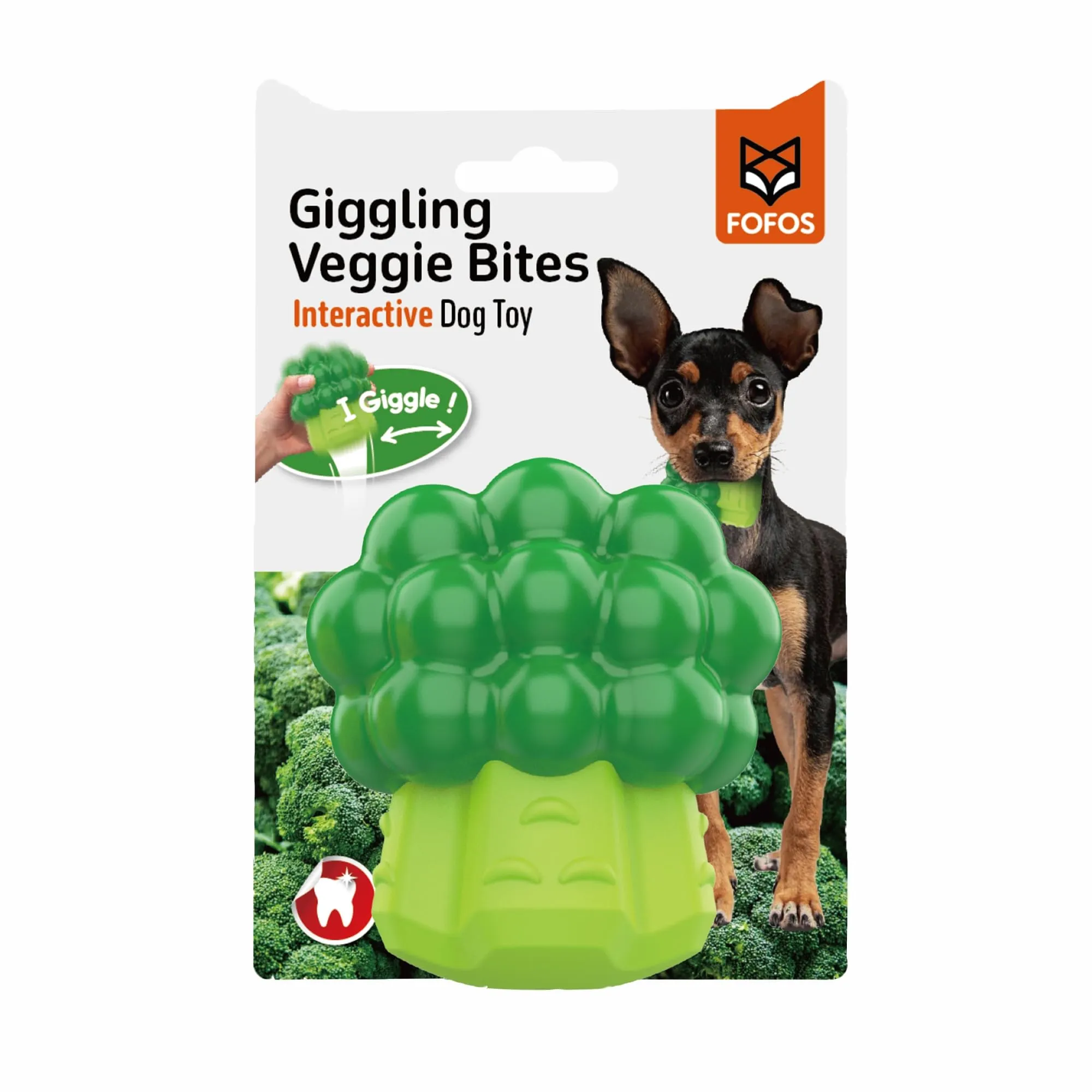Fofos Giggling Veggi Bites Broccoli Squeaky Chew Toy for Dogs