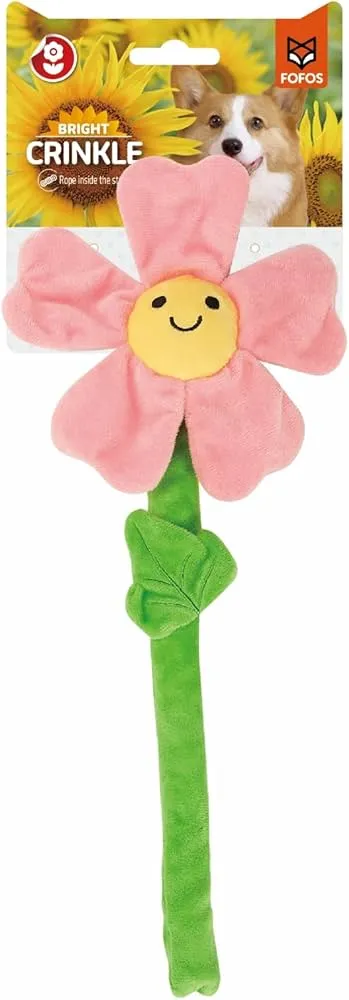 Fofos Pink Flower Crinkle Rope Dog Toys