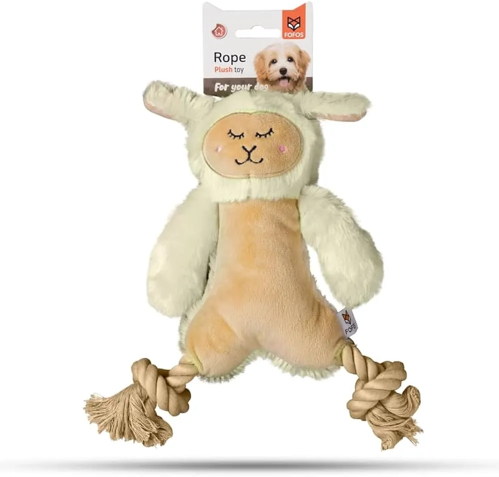 Fofos Rope Leg Sheep Squeaky Plush Toy For Dog