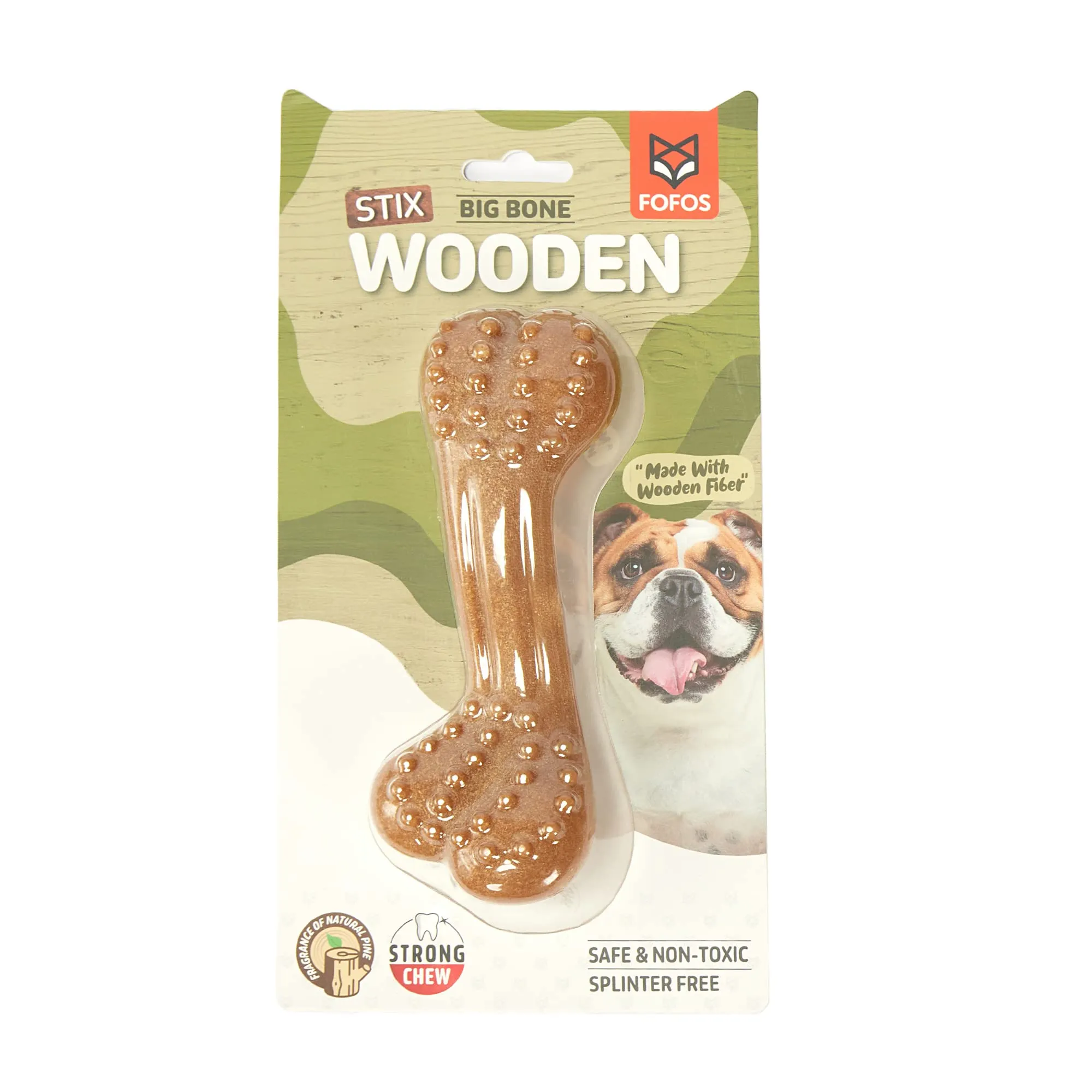 Fofos Wood Play Brush Bone Dog Chew Toy