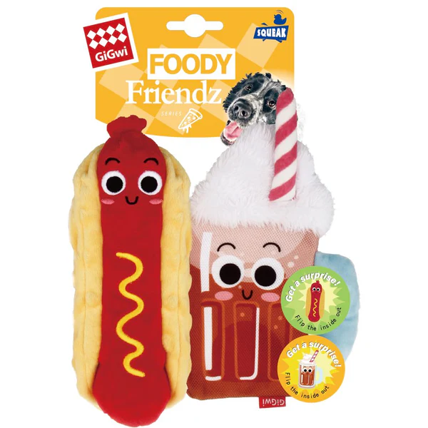 GiGwi Foody Friendz Reversible Hot Dog & Ice Cream Float Coffee