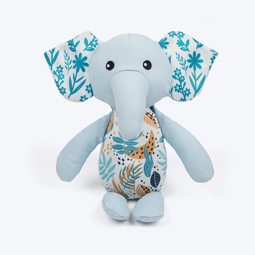 Heads Up For Tails Elle The Elephant Squeaky Toy For Puppies - Light Blue