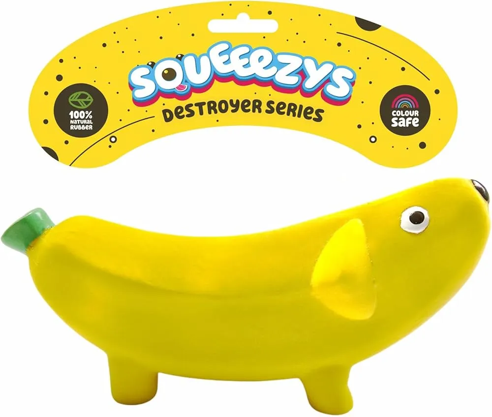 Squeeezys Latex Banana Squeaky Chew Toy for Dogs