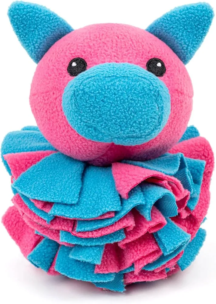 TLC Snuffle Pig Squeaky Plush Dog Toy - Pink & Blue