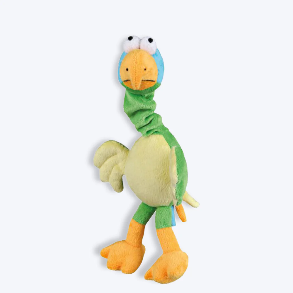 Trixie Bird With Animal Sound and Elastic Neck Plush Dog Toy
