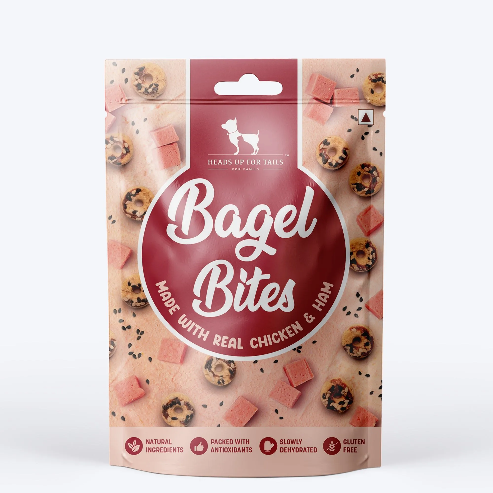 Heads Up For Tails Bagel Bites Made With Real Chicken & Ham Gluten Free Dog Treats