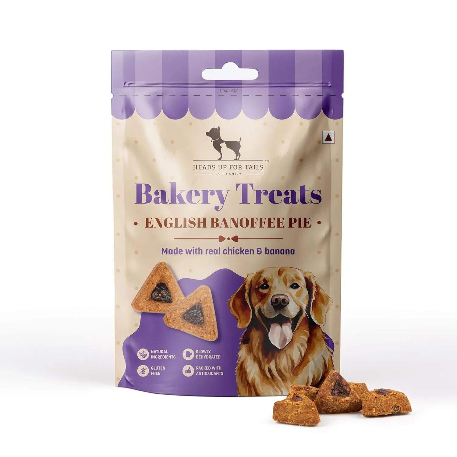 Heads Up For Tails Dessert English Banoffee Pie Made With Real Chicken & Banana Gluten Free Dog Treats